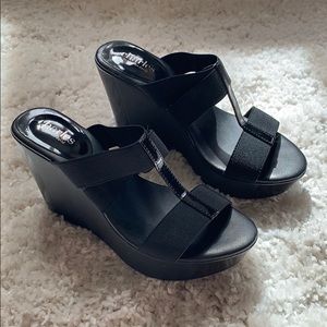 Charles David Black Sandal Wedge Size 7